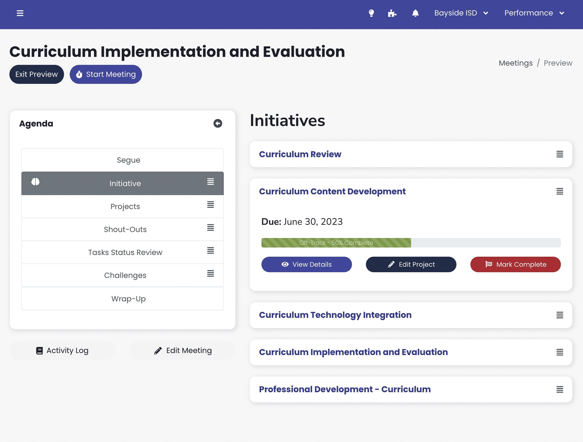 Monitor initiatives visually to quickly determine progress in real time. Easily access project tasks to review challenges, collaborate on solutions, and adjust as necessary to ensure success.