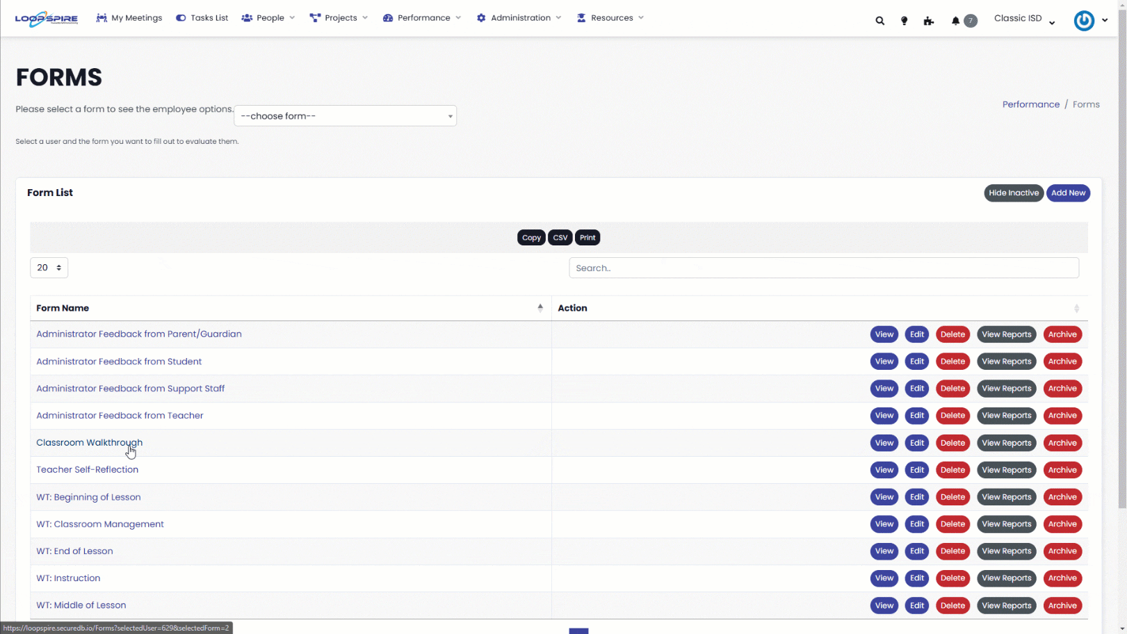Different LoopSpire walkthrough forms